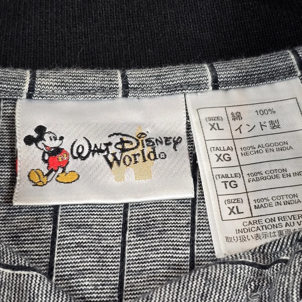 VTG Walt Disney World Mickey Mouse Disney Golf 90s Striped Mens Polo Shirt Sz XL